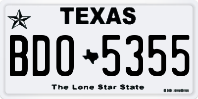 TX license plate BDO5355