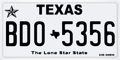TX license plate BDO5356