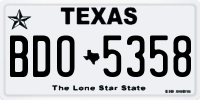 TX license plate BDO5358