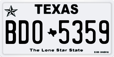 TX license plate BDO5359