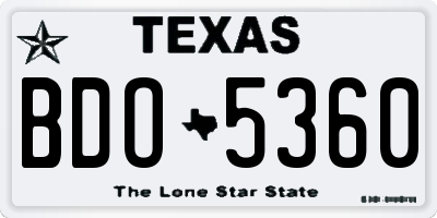 TX license plate BDO5360