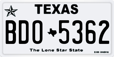 TX license plate BDO5362