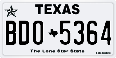TX license plate BDO5364