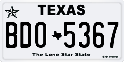 TX license plate BDO5367