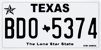 TX license plate BDO5374