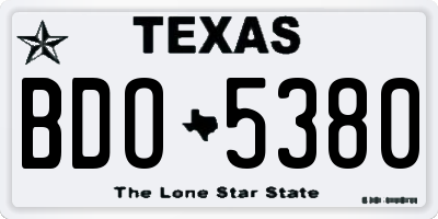 TX license plate BDO5380