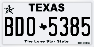 TX license plate BDO5385