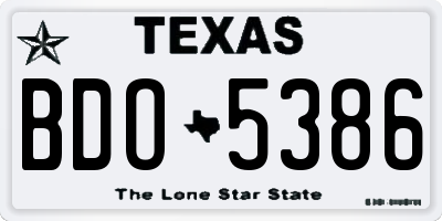 TX license plate BDO5386