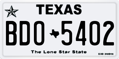 TX license plate BDO5402