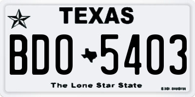 TX license plate BDO5403