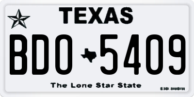 TX license plate BDO5409