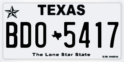 TX license plate BDO5417