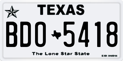 TX license plate BDO5418