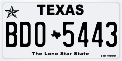 TX license plate BDO5443
