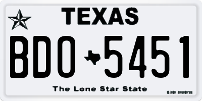 TX license plate BDO5451