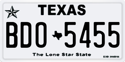 TX license plate BDO5455