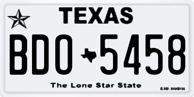TX license plate BDO5458