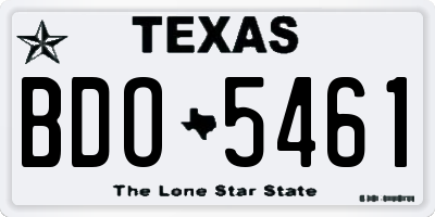 TX license plate BDO5461