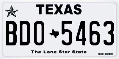 TX license plate BDO5463