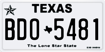 TX license plate BDO5481
