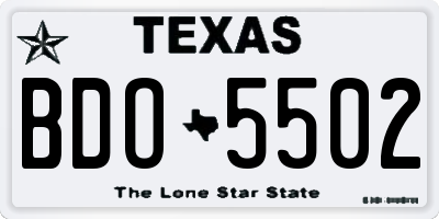 TX license plate BDO5502