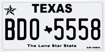 TX license plate BDO5558