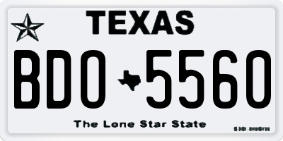 TX license plate BDO5560