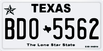 TX license plate BDO5562