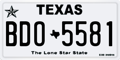 TX license plate BDO5581