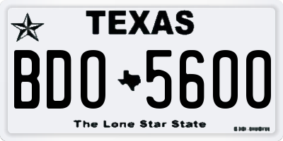 TX license plate BDO5600
