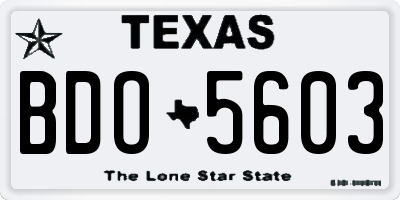 TX license plate BDO5603