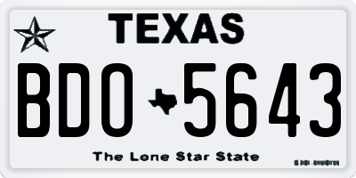 TX license plate BDO5643