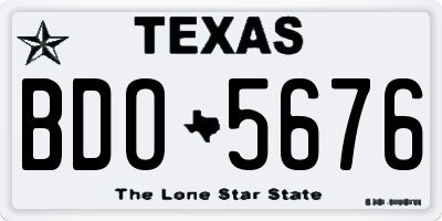 TX license plate BDO5676