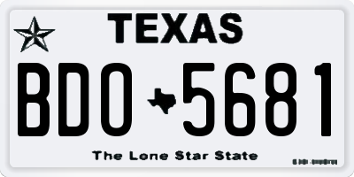 TX license plate BDO5681