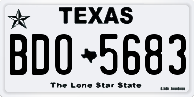 TX license plate BDO5683