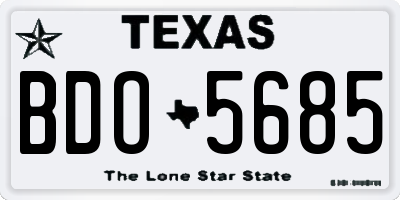 TX license plate BDO5685