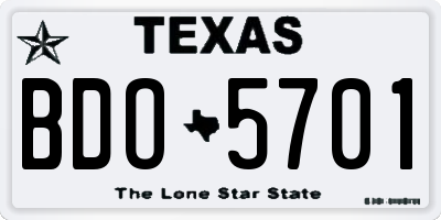 TX license plate BDO5701