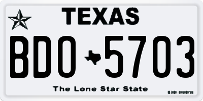 TX license plate BDO5703
