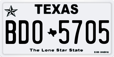 TX license plate BDO5705