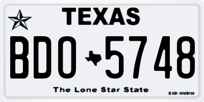 TX license plate BDO5748