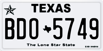 TX license plate BDO5749