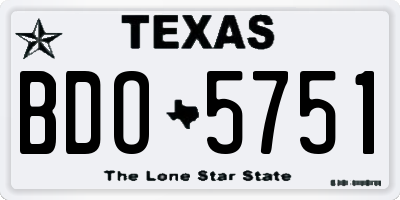 TX license plate BDO5751