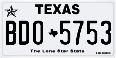 TX license plate BDO5753