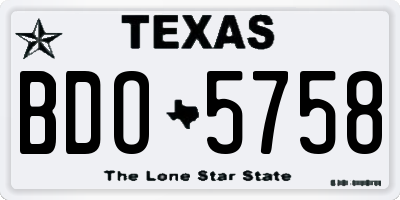 TX license plate BDO5758