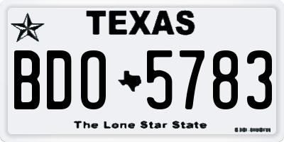TX license plate BDO5783