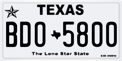 TX license plate BDO5800