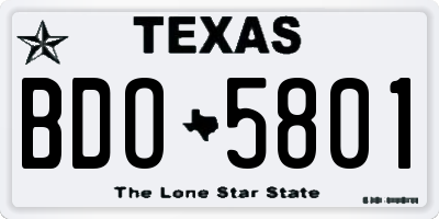 TX license plate BDO5801