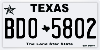 TX license plate BDO5802