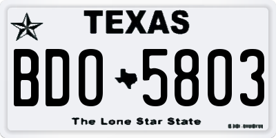 TX license plate BDO5803