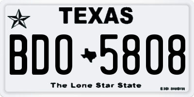 TX license plate BDO5808